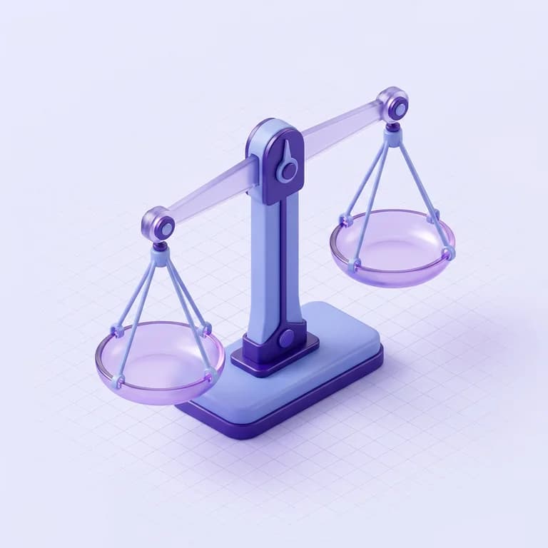 An isometric balance scale in equilibrium