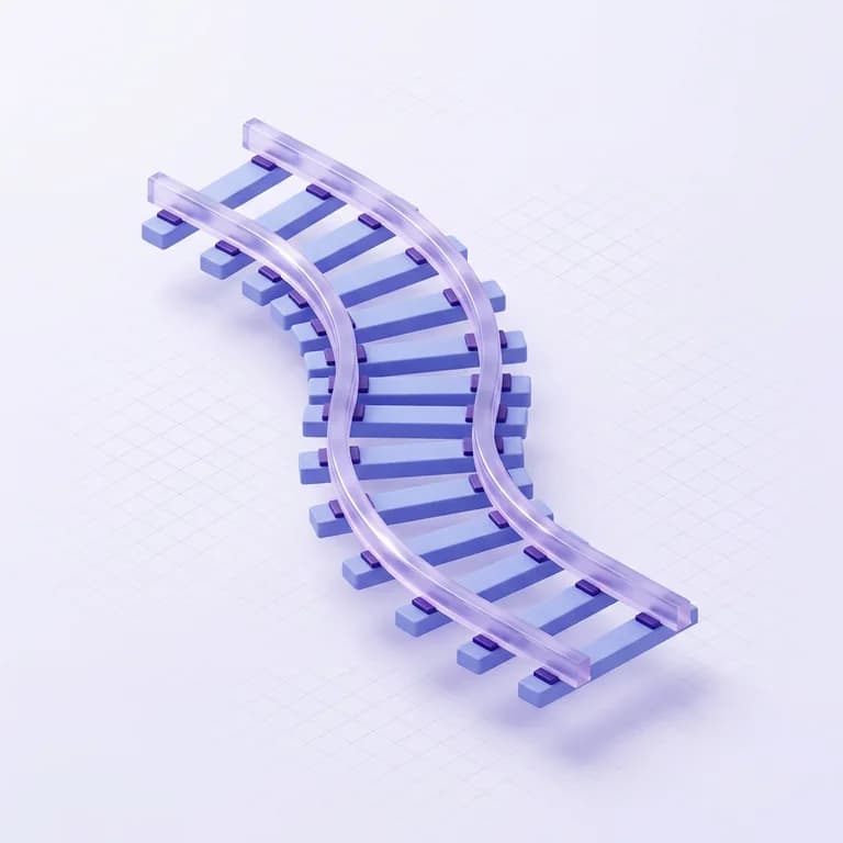 An isometric curving railway track